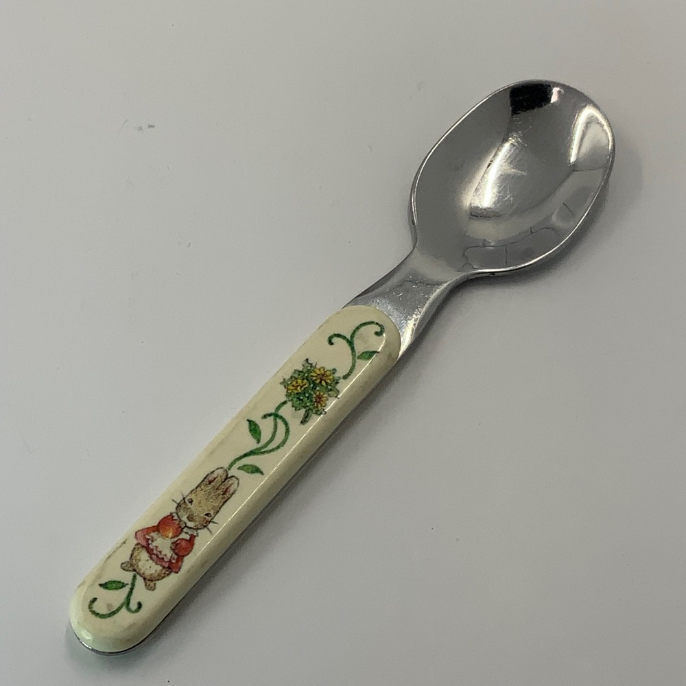 Vintage Beatrix Potter Peter Rabbit Stainless Steel Baby Spoon Taiwan Cream